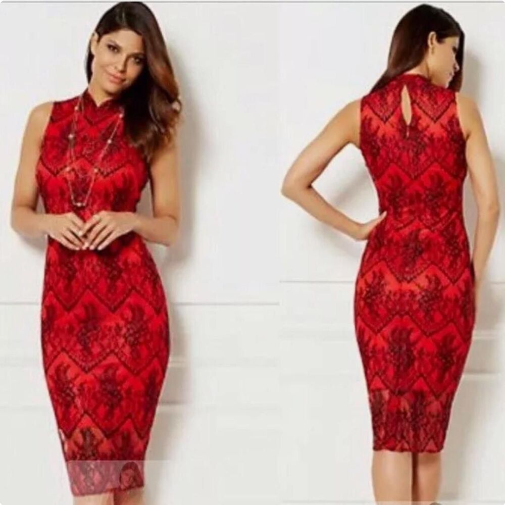 New-york-company Women's Red and Black Dress